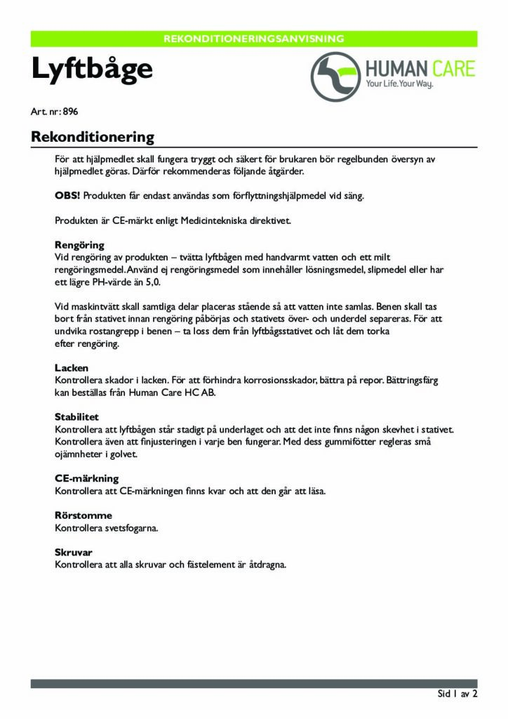 Rekonditioneringsanvisning